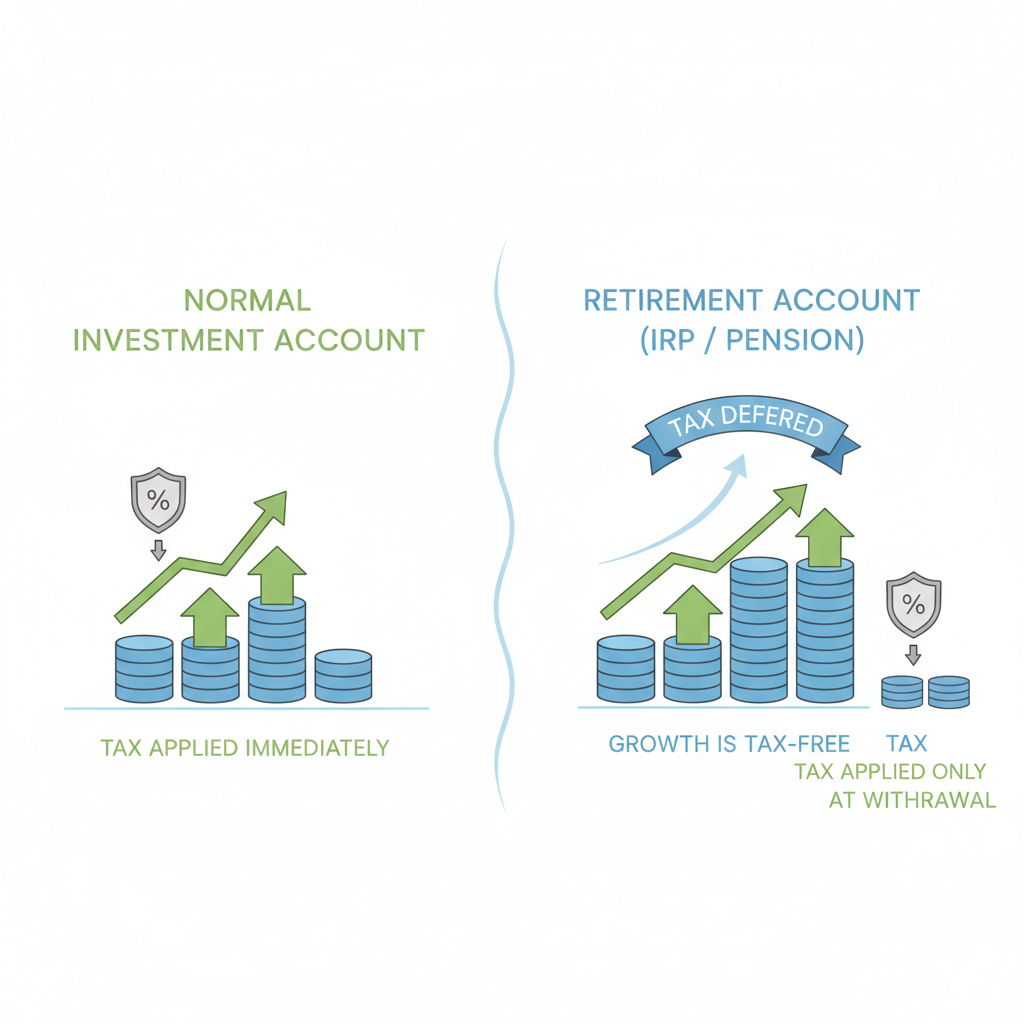 일반 계좌와 연금계좌에서 ETF 세금이 어떻게 달라지는지 비교한 개념 이미지