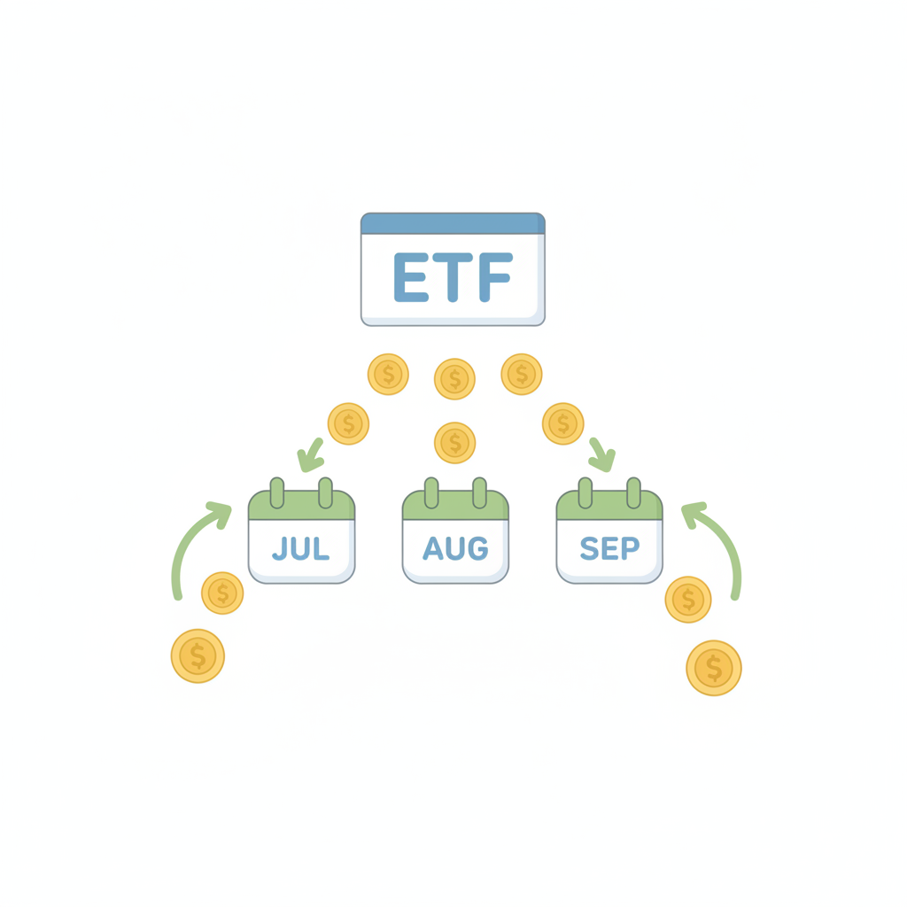 ETF가 수익을 만들어 매달 배당이 흘러나오는 모습을 단순하게 표현한 구조도