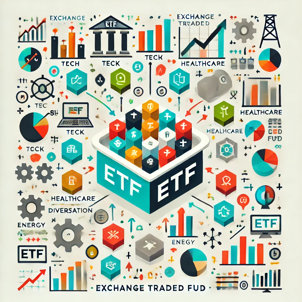 ETF 구조와 분산투자를 설명하는 개념 이미지