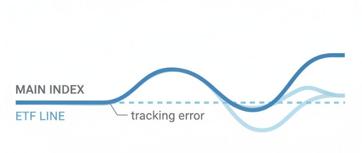 지수를 따라 움직이는 ETF의 추적 오차를 설명하는 인포그래픽