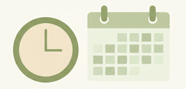 은퇴 후 시간과 미래에 대한 불확실성을 상징하는 시계와 달력 이미지