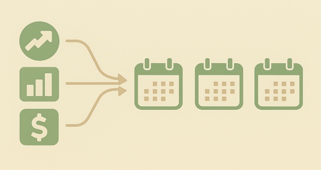 배당 ETF에서 월 단위로 분배금이 흐르는 구조를 단순화해 보여주는 일러스트