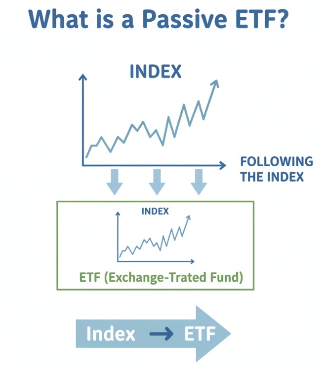 지수를 그대로 따라가는 패시브 ETF의 기본 구조를 설명한 인포그래픽