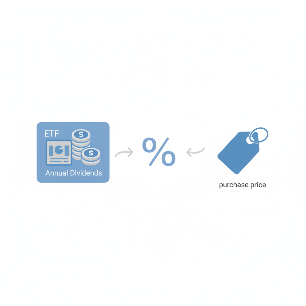 연간 배당금과 매입 단가를 비교하여 세전 수익률을 계산하는 과정을 단순하게 보여주는 그림